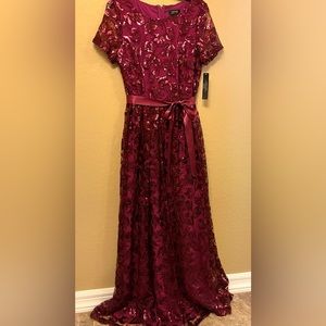 TAHARI ASL Wild Aster Sequin Knit Dress